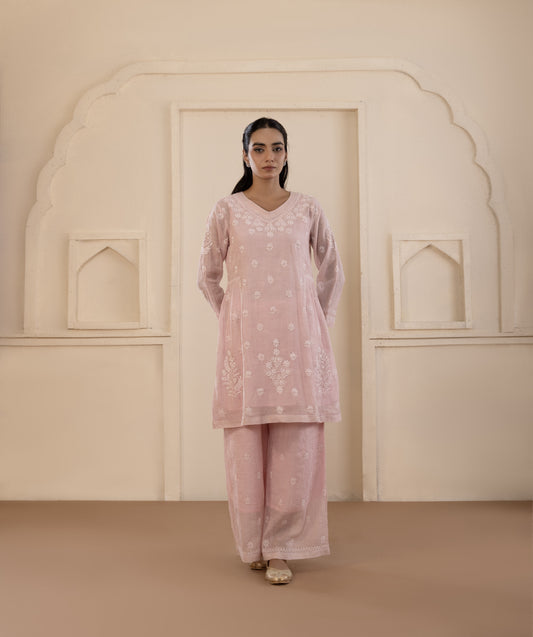 Blush Pink Mukaish Tissue Co-ord Set