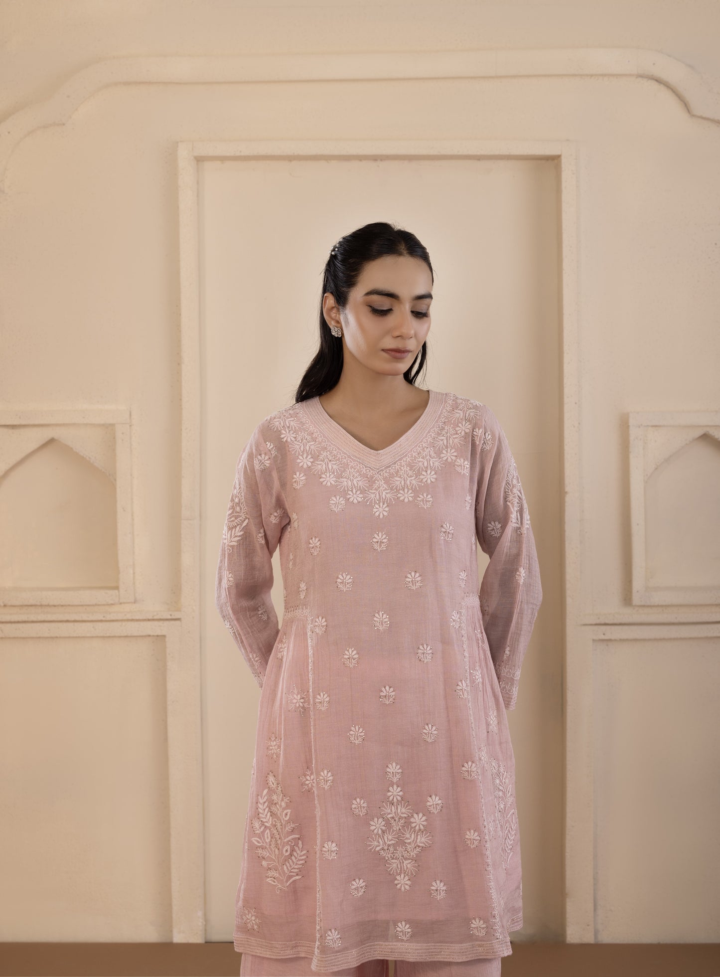 Blush Pink Mukaish Tissue Co-ord Set