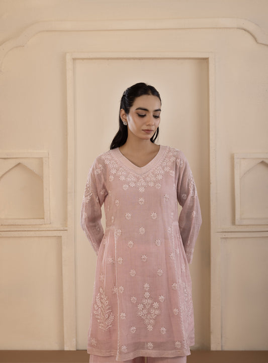 Blush Pink Mukaish Tissue Co-ord Set