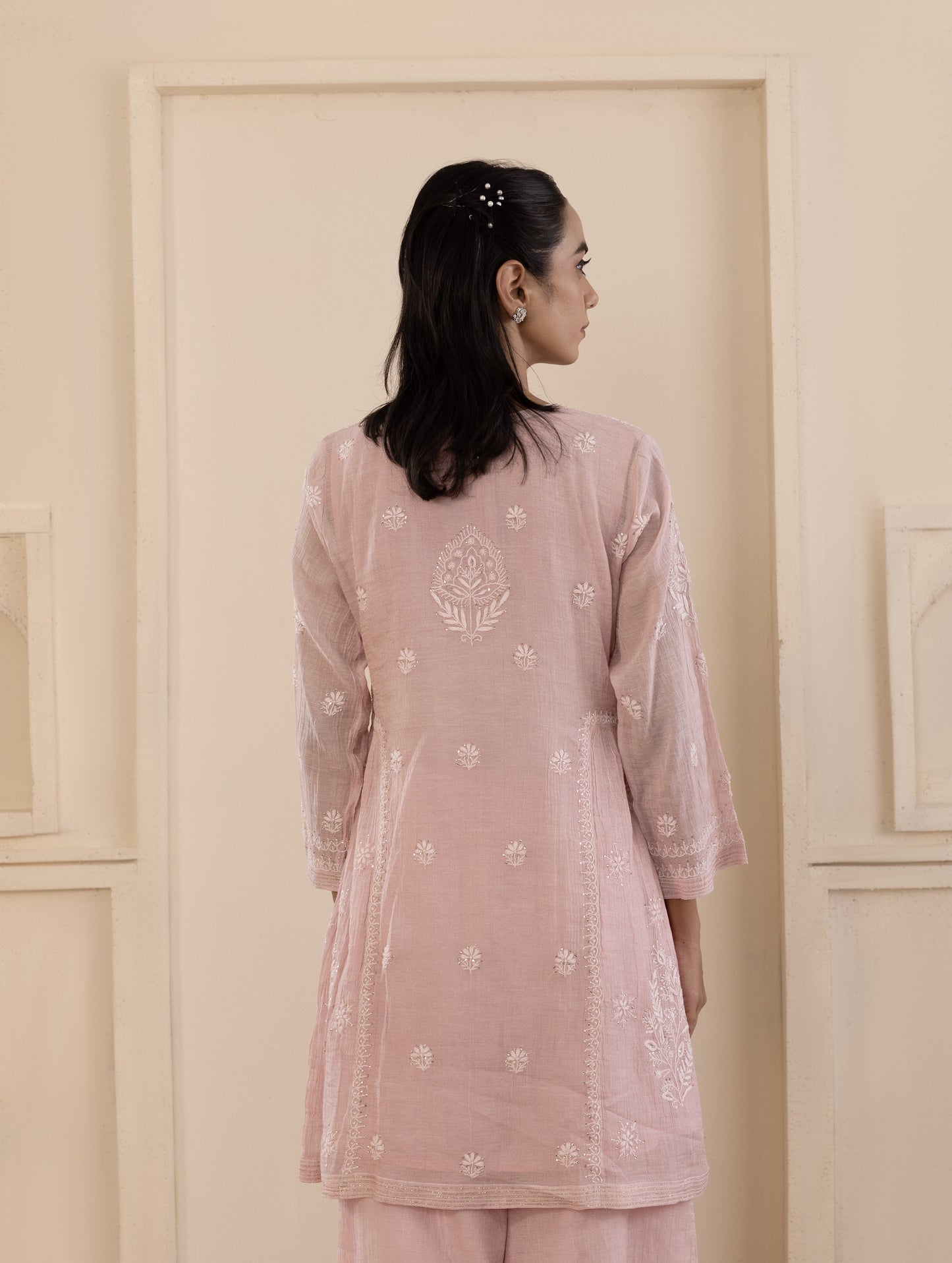 Blush Pink Mukaish Tissue Co-ord Set