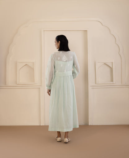Mint Chikankari Mul Dress