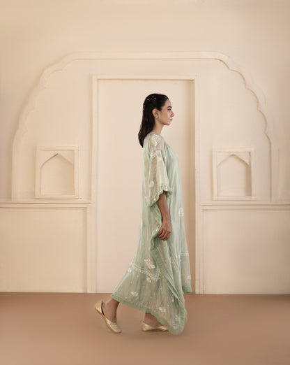 Sage Green Chikankari Kaftan
