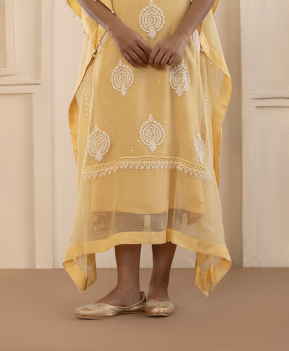 Sunlit Yellow Chikankari Kaftan