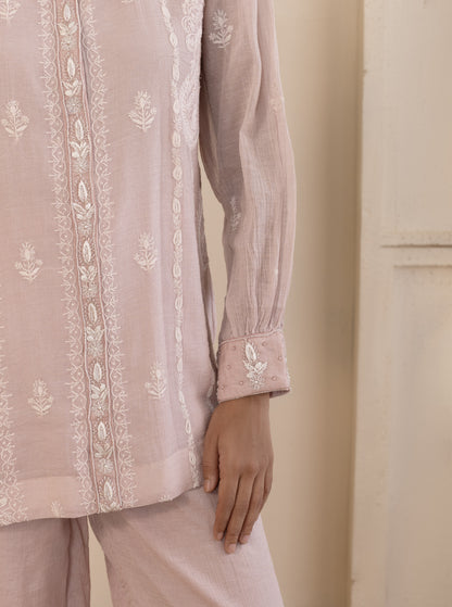 Baby Pink Chikankari Tissue Co-ord Set