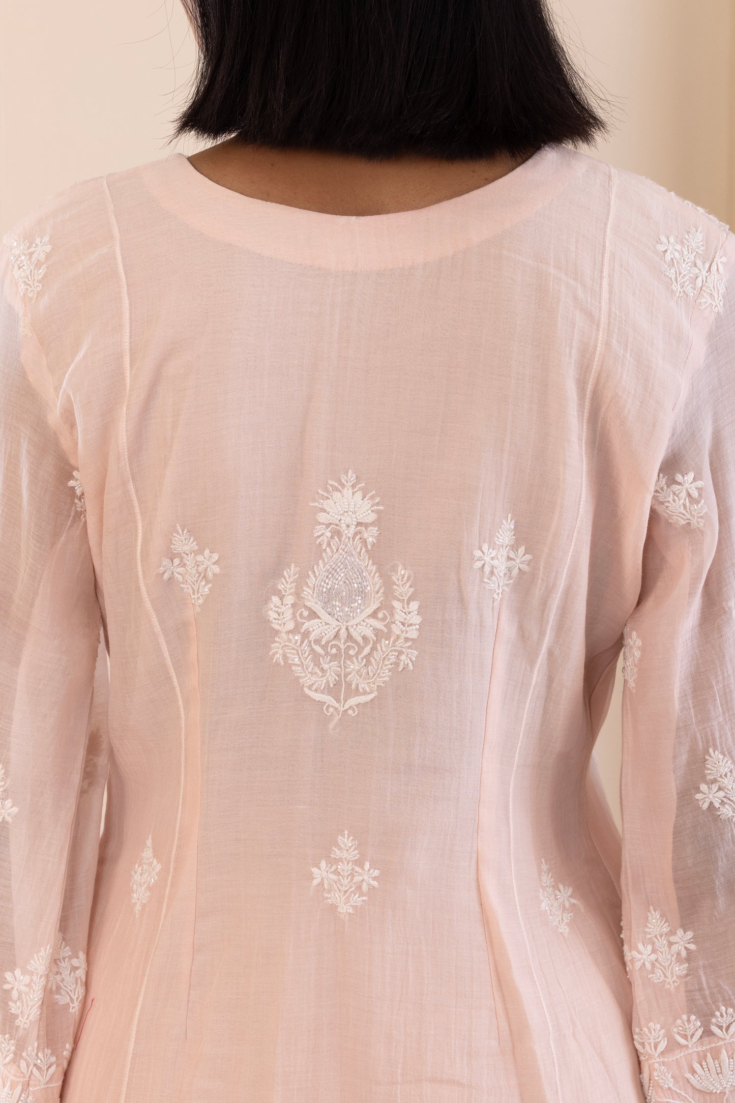 Baby Pink Lotus Mul Chanderi Suit Set