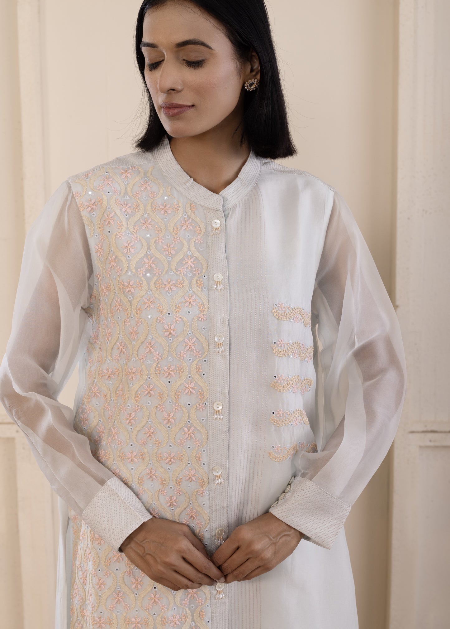 Alice Blue Chikankari Co-ord Set