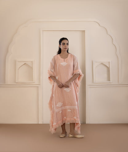 Shaded Peach Chikankari Kaftan