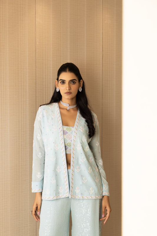 Ice Blue Embellished Co-ord Set