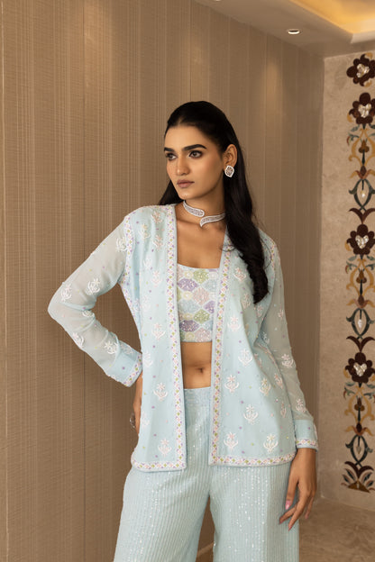 Ice Blue Embellished Co-ord Set