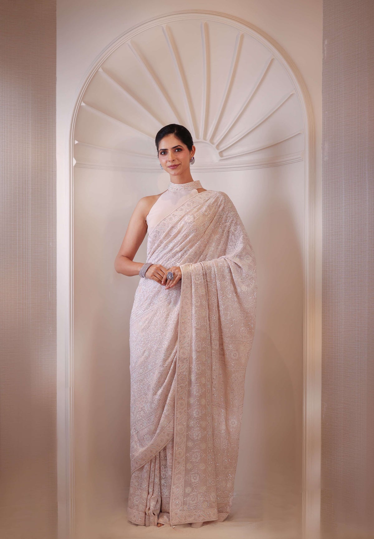 Rose Pink Do-Taar Embroidered Saree