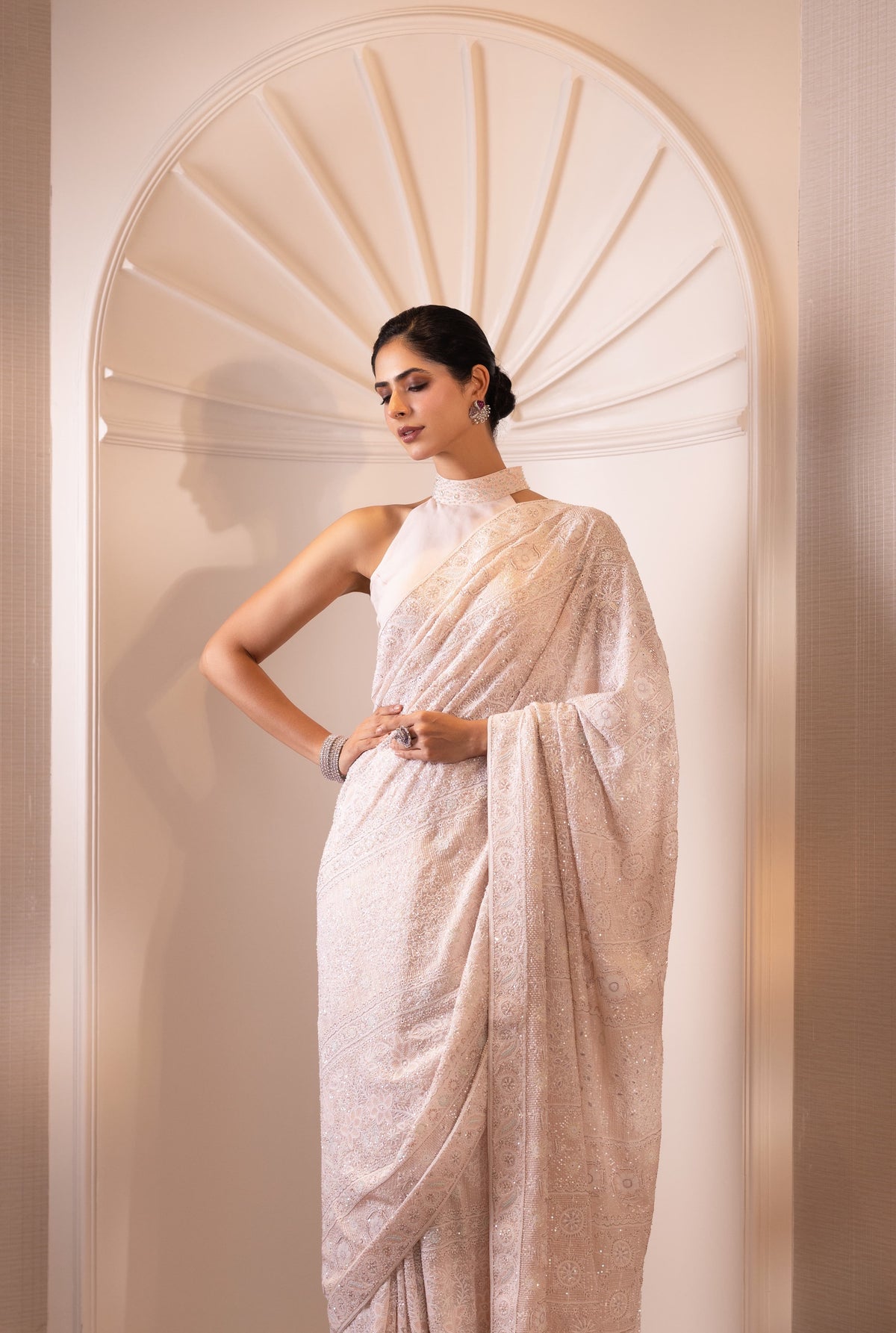 Rose Pink Do-Taar Embroidered Saree