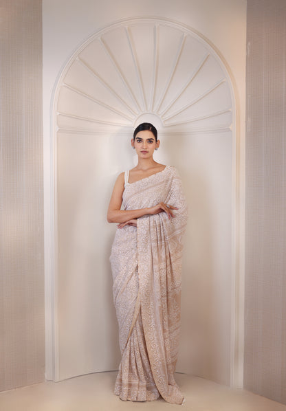 Ivory & Gold Do-Taar Embroidered Saree