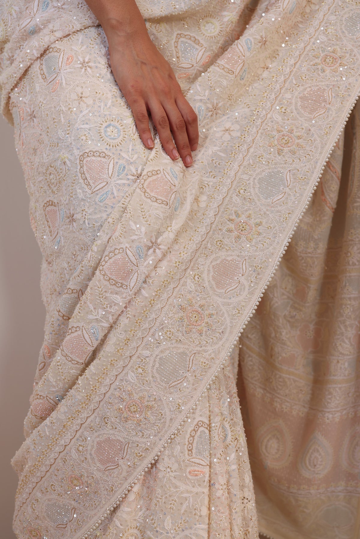 Multicolour Do-Taar Embroidered Saree