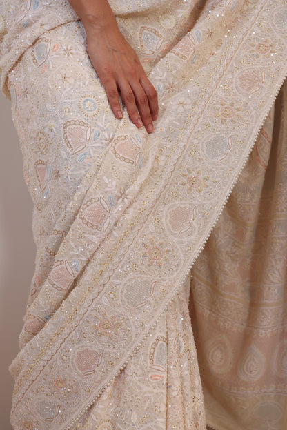 Multicolour Do-Taar Embroidered Saree