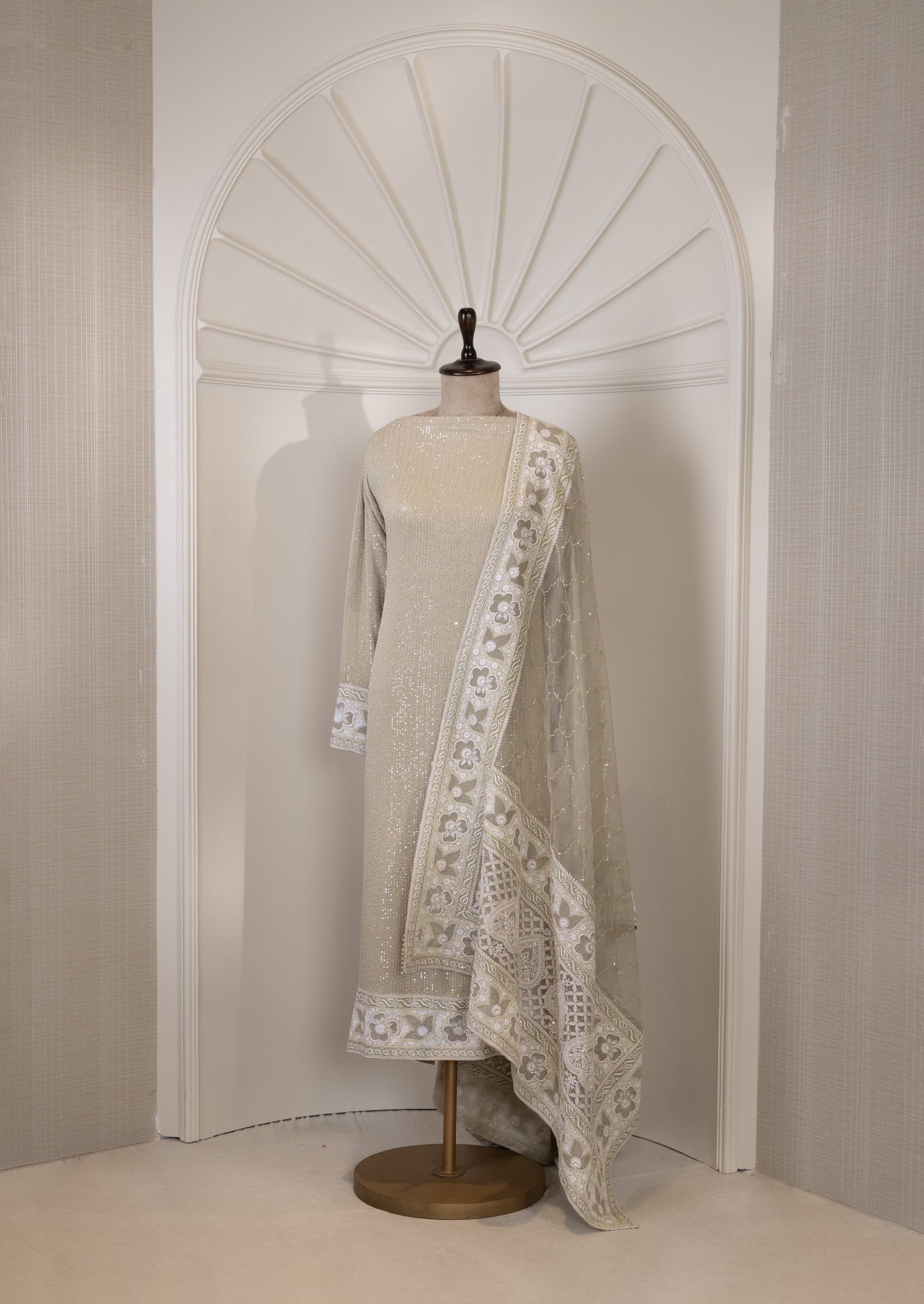 Sage Chikankari Embellished Suit Set