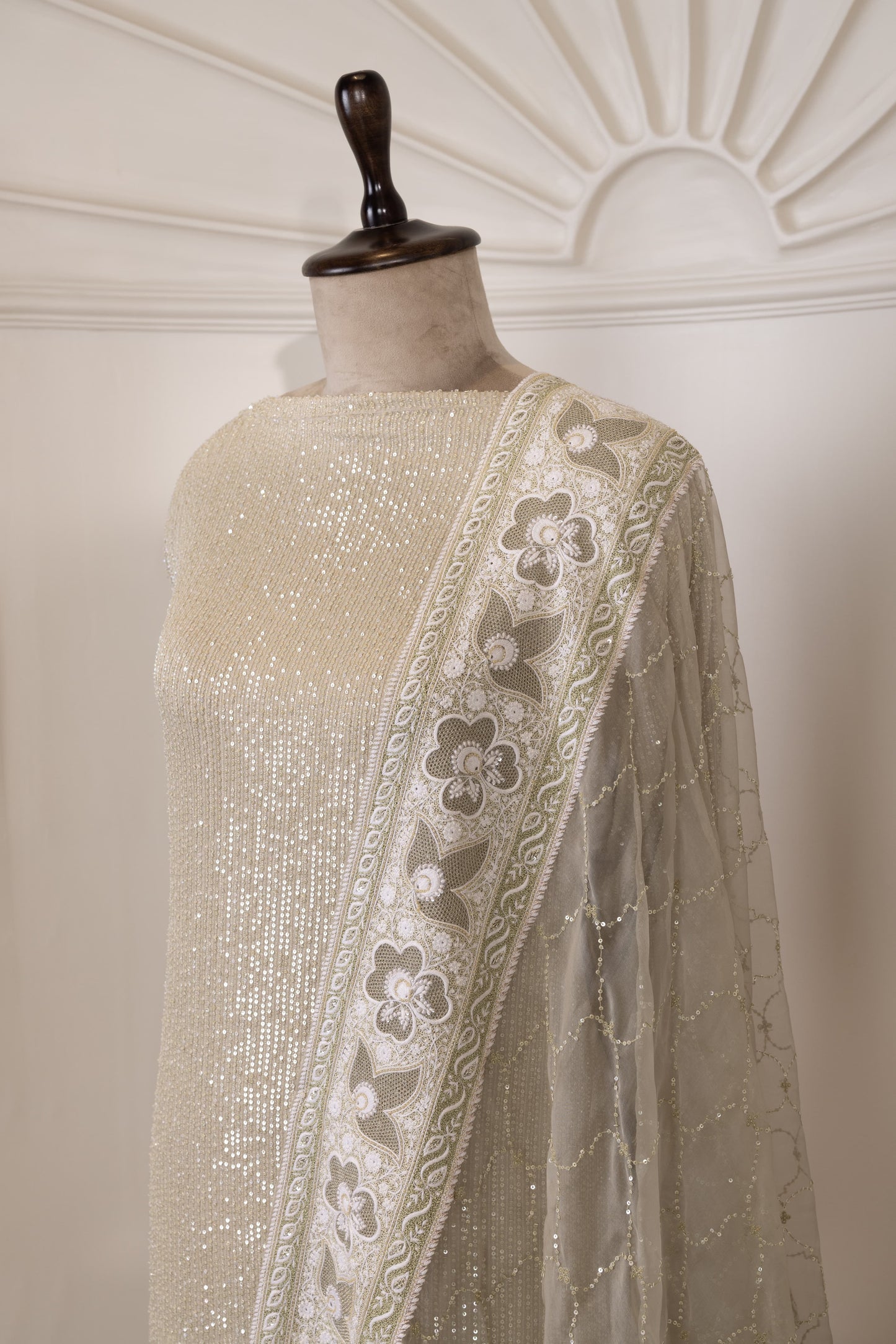 Sage Chikankari Embellished Suit Set