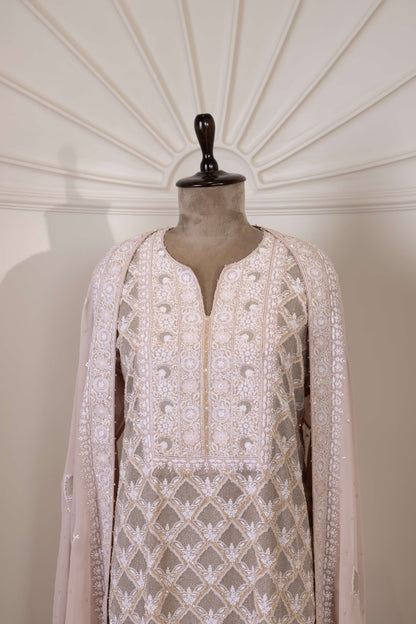 Blush Jaali Embroidered Suit Set