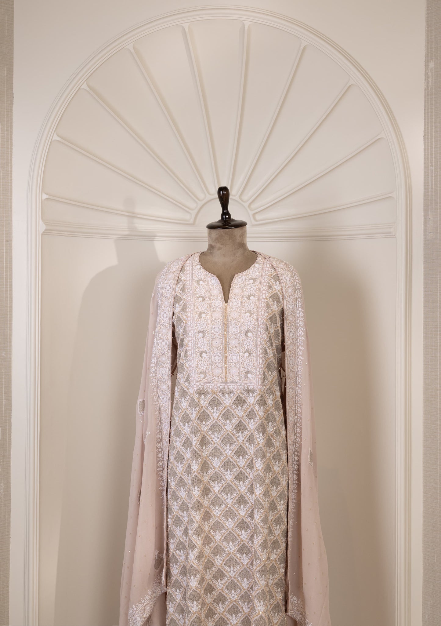 Blush Jaali Embroidered Suit Set
