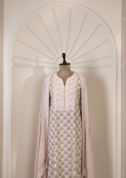 Blush Jaali Embroidered Suit Set