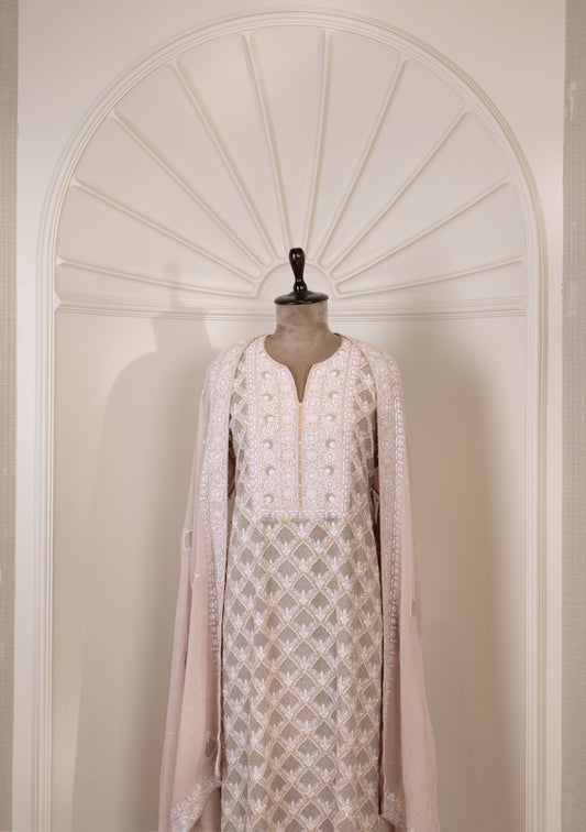 Blush Jaali Embroidered Suit Set