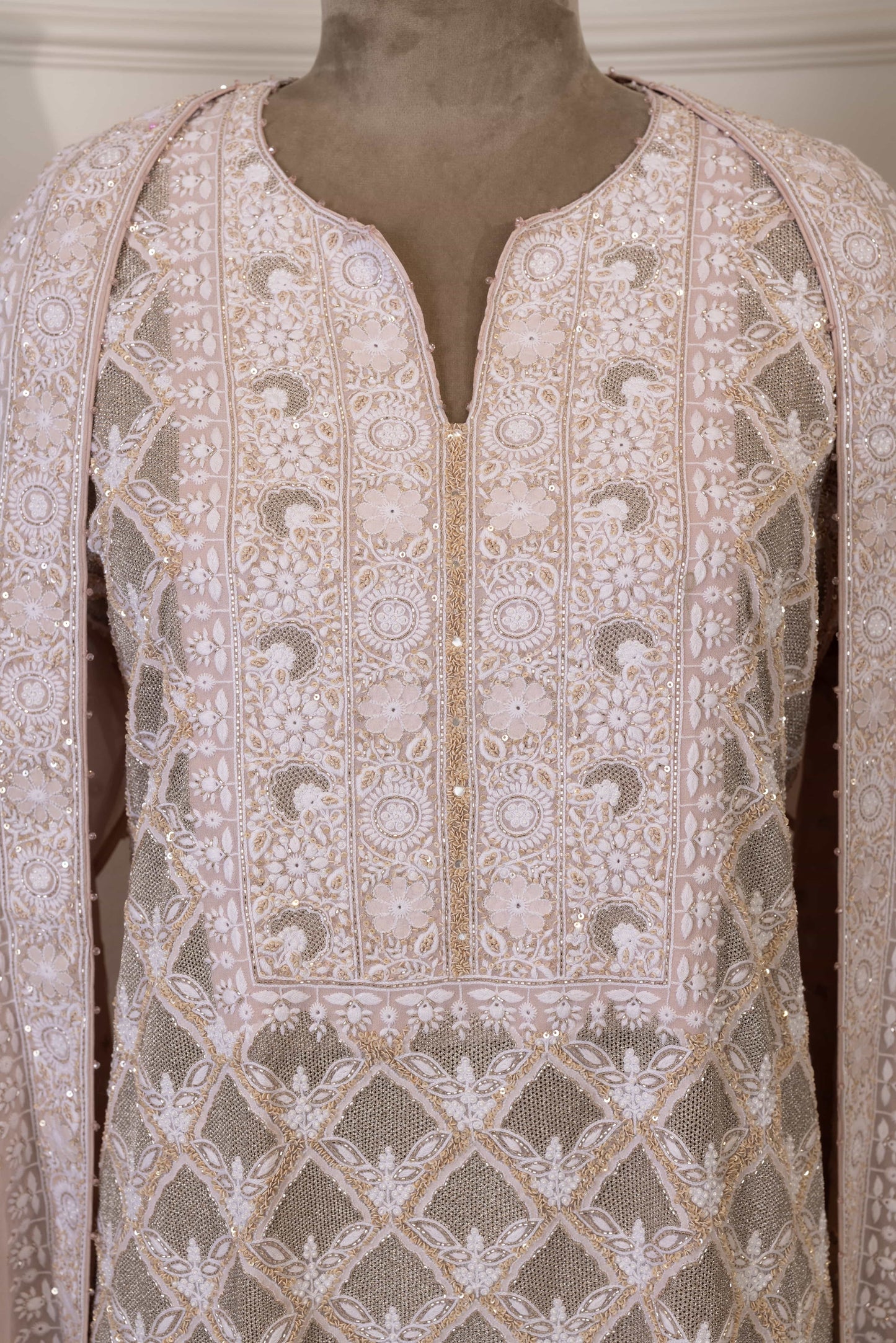 Blush Jaali Embroidered Suit Set