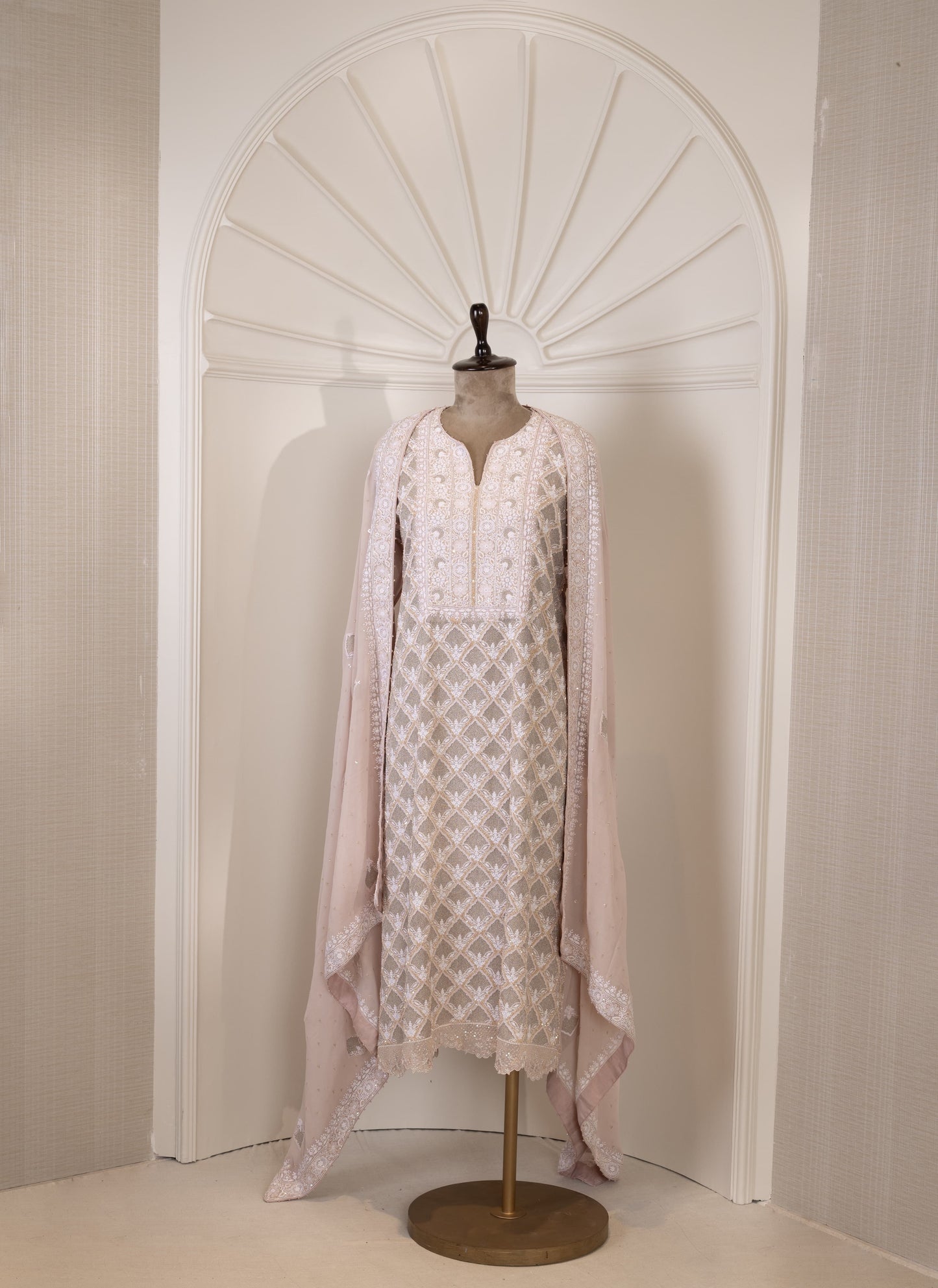 Blush Jaali Embroidered Suit Set